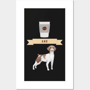 The Coffee and French Brittany Spaniel Gift Puppies Owner Lover Posters and Art